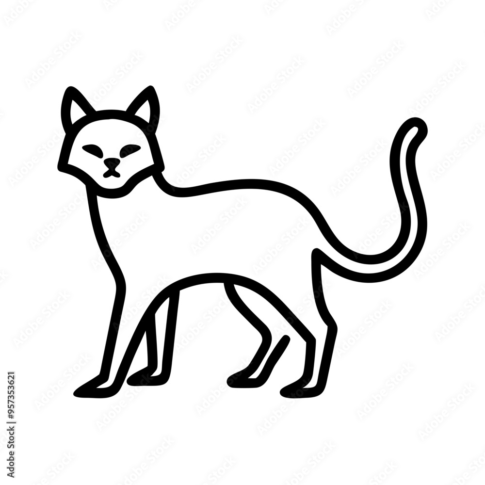 Aufkleber minimalist cat outline vector art simple black lines for web and print