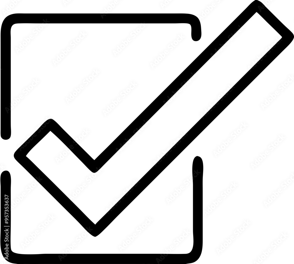 Poster checkmark symbol approval tick for completed tasks and successful projects vector illustration