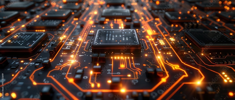 Aufkleber 3d rendering of abstract technology background. futuristic circuit board