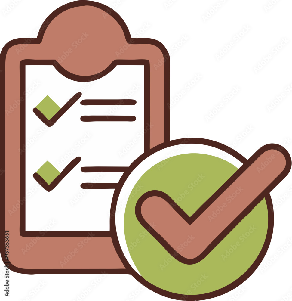 Poster checklist and checkmark vector illustration for task management and project success representation
