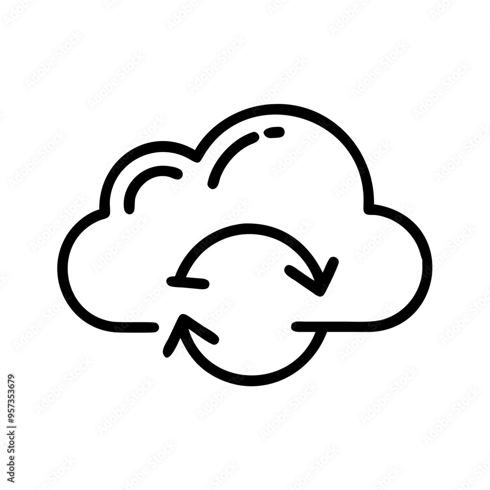 Aufkleber cloud storage sync vector illustration data backup upload download symbol