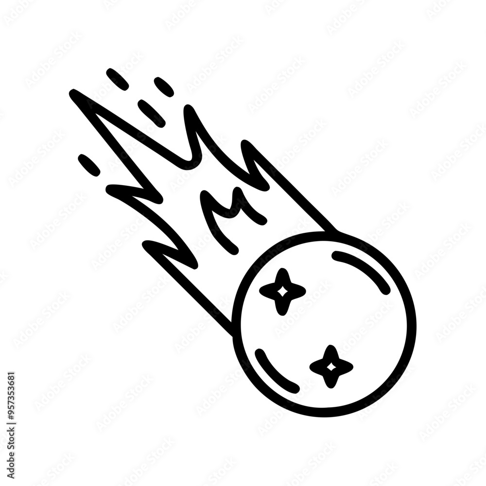Poster meteor comet vector illustration space object symbol celestial bodies graphic design element