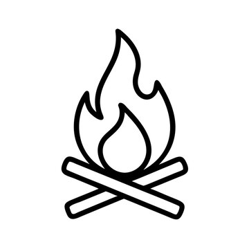 recommend clip art: Campfire Black and White Vector Minimalist Design for Camping Outdoor Adventure and Bonfire