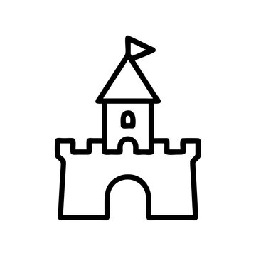 recommend clip art: Castle Illustration Simple Vector Design Black Outline Medieval Fortress Symbol 