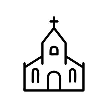 recommend clip art: Church Building Outline Simple Vector Graphic with Cross on Roof Religion and Architecture Symbol