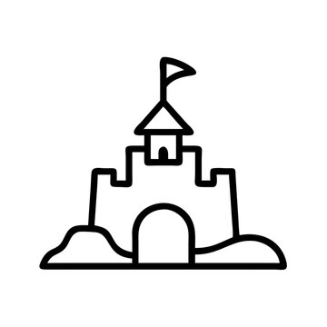 recommend clip art: Outline Sandcastle Vector Illustration Children's Beach Activity Fun Summer Graphic Design