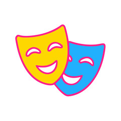 Vector Happy Comedy Masks Theater Arts Illustration Colorful Design Symbol Entertainment