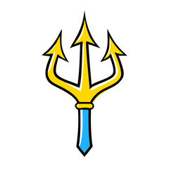 Golden Trident Symbol Vector Mythological Neptune Poseidon Weapon Sea God Illustration