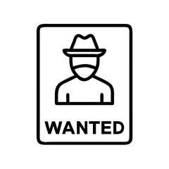 Fototapeta premium Wanted Poster Vector Cowboy Silhouette with Hat Crime Notice Wild West Outlaw Symbol