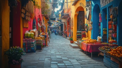 Fototapeta premium Colorful street market in an exotic location
