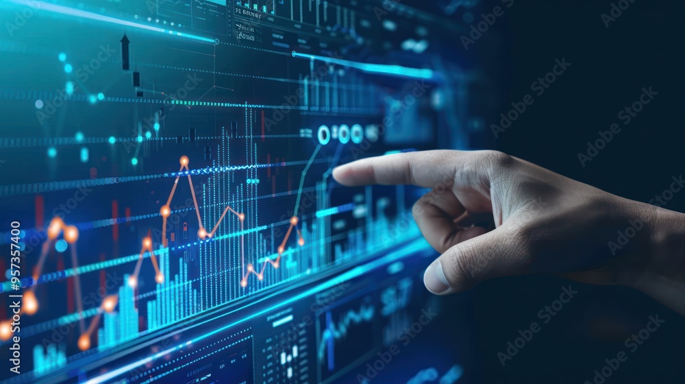 Poster hand interacting with data visualization
