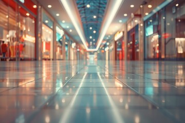 Abstract shopping mall with shallow depth of focus.