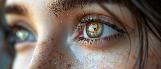 Close up female eyes as a biometrics eye scanning photorealistic 