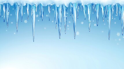 Icicles hang from the ceiling against a blue background