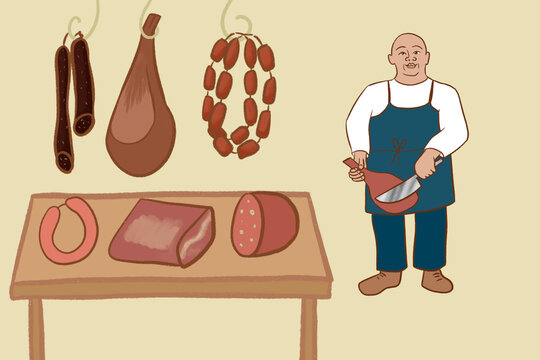 Small business owner, A butcher. 