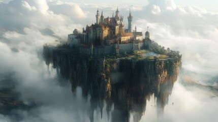 Fototapeta premium Fantasy castle on a floating island