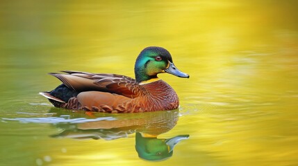 Fototapeta premium Swimming ducks and greenery