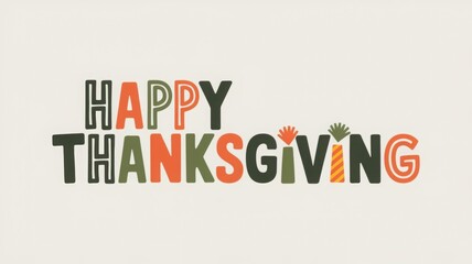 Fototapeta premium Happy Thanksgiving calligraphy text for greeting card 