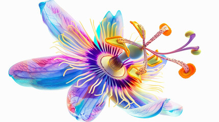 Vibrant Passion Flower with Detailed Anatomy...A stunning close-up of a Passion Flower showing off its intricate details and vivid colors.