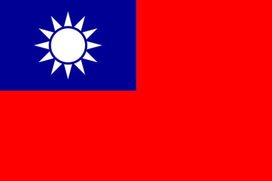 National Flag Republic of China (ROC) - vector, Taiwan, Blue Sky, White Sun, and a Wholly Red Earth