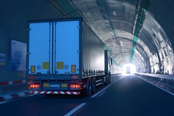 Fototapeta premium Trucks passing through tunnels