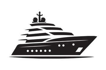 Premium Superyacht Silhouette Vector Illustrations for Luxurious Designs