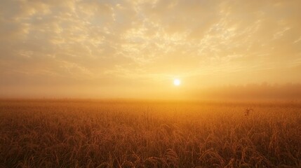Obraz premium Fields blanketed in fog