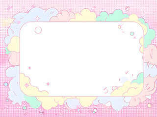 Dreamy Cute Frame Background with Stars and Clouds
