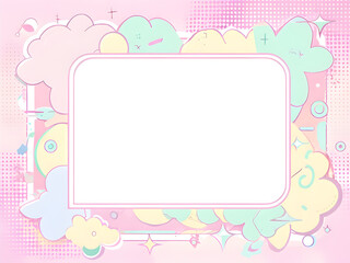 Dreamy Cute Frame Background with Stars and Clouds

