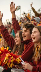 Fototapeta premium Joyful College Freshmen Cheering in School Colors at a Sports Game - School Spirit and Excitement