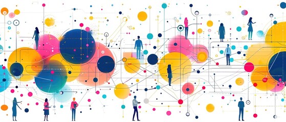 Design an illustration that visualizes the expansion of a business network 