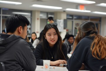Freshmen Students and International Peers Connecting at Language Exchange Meetup