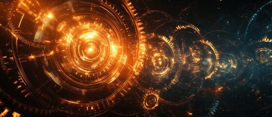 A series of circles with a bright orange center