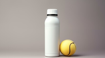 mockup metal water flask white bottle isolated