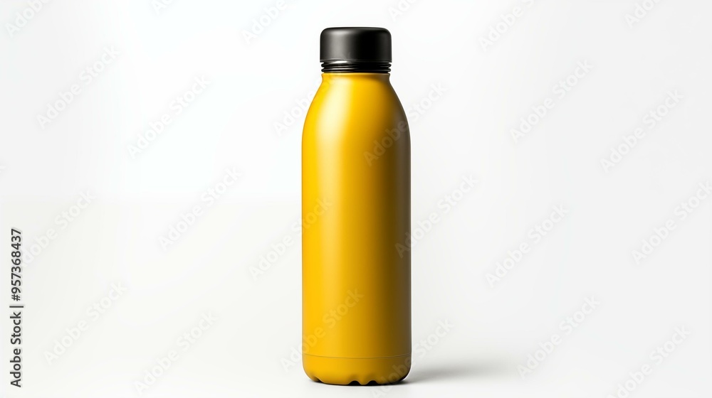 Wall mural bottle of water yellow isolated on white