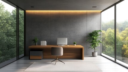 Fototapeta premium Minimalist home office with natural light