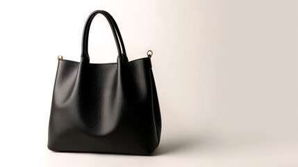 Elegant Black Handbag on White Background Capturing Modern Trendy Style - Concept of Fashion Accessory, Minimalist Design, Everyday Use. Copy space