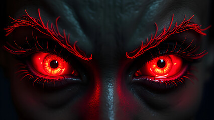 Red evil eyes on a black background	
