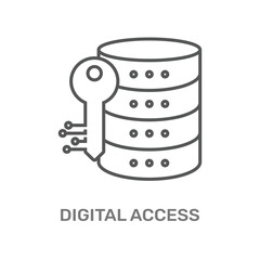 Icon representing digital access to secured data storage, emphasizing on both access and protection