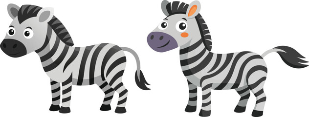 Vector of cartoon zebra illustration on white 