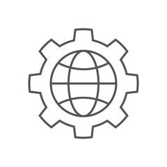 A symbol of global industrialization. A gear integrating the globe, representing international technological collaboration.