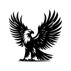 Eagle silhouette, vector black color silhouette solid white background