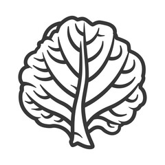 Black and White Line Drawing of a Single Leaf