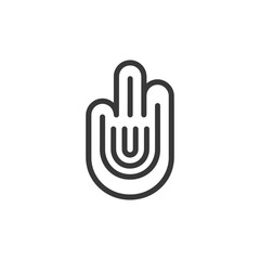 Obraz premium A stylized black outline of a hand with three fingers extended upwards