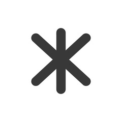 A stylized gray snowflake icon