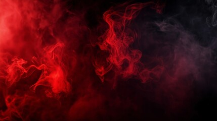 Captivating Swirls of Red and Black Smoke in Darkness