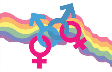 lgbt gender sign. Love between different people, love between the same sexes of people. Rainbow. Love between different numbers of people