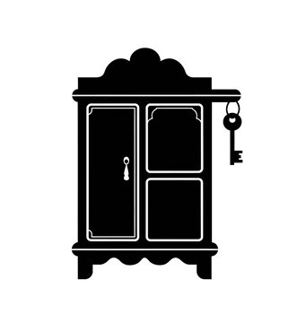 Almirah vector icon in black colour on white background