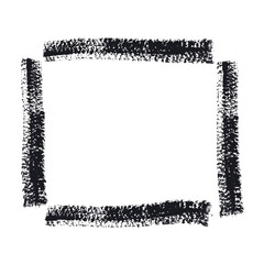 Hand drawn Grunge square rectangle frames. Ink empty black box. Rectangle border drawn by dry brush. Textured Rubber square stamp imprint. Dirt distress border isolated on background.