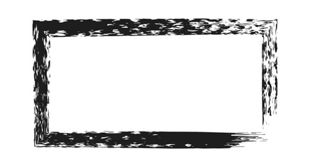 Hand drawn Grunge square rectangle frames. Ink empty black box. Rectangle border drawn by dry brush. Textured Rubber square stamp imprint. Dirt distress border isolated on background.